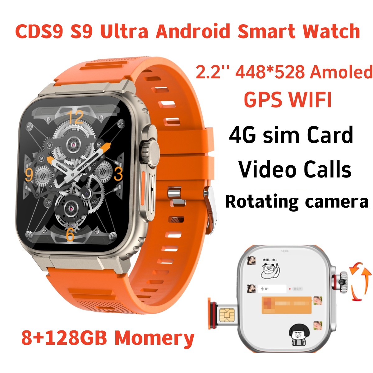 Fall Detection Watch - 오리지널 S10 스마트워치 4G/5G 네트워크 SIM