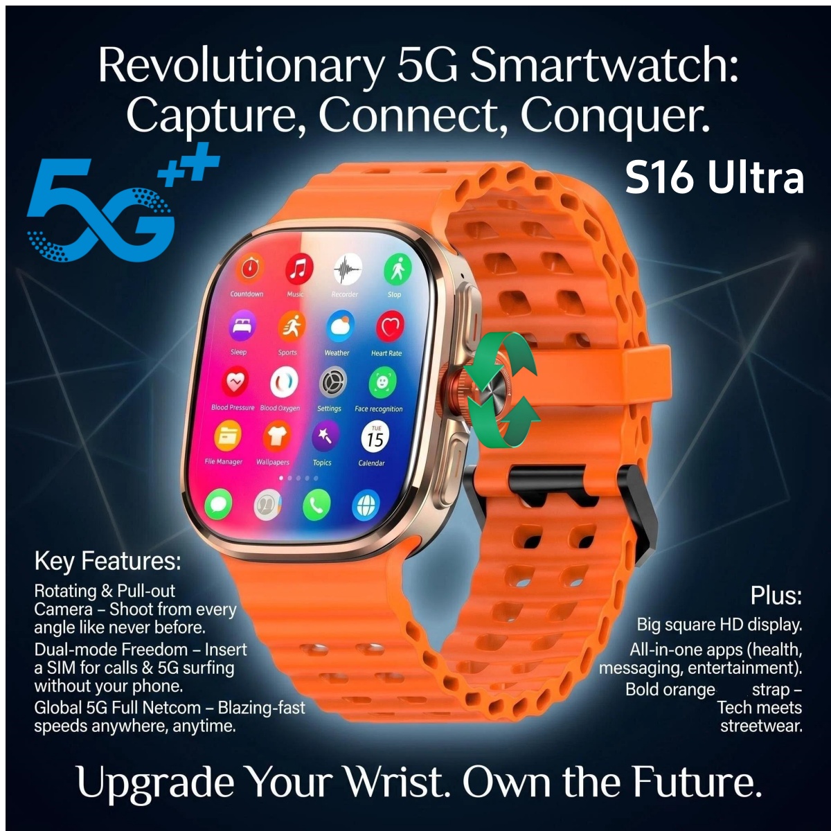 Fall Detection Watch - 오리지널 S16 울트라 스마트워치 5G LTE