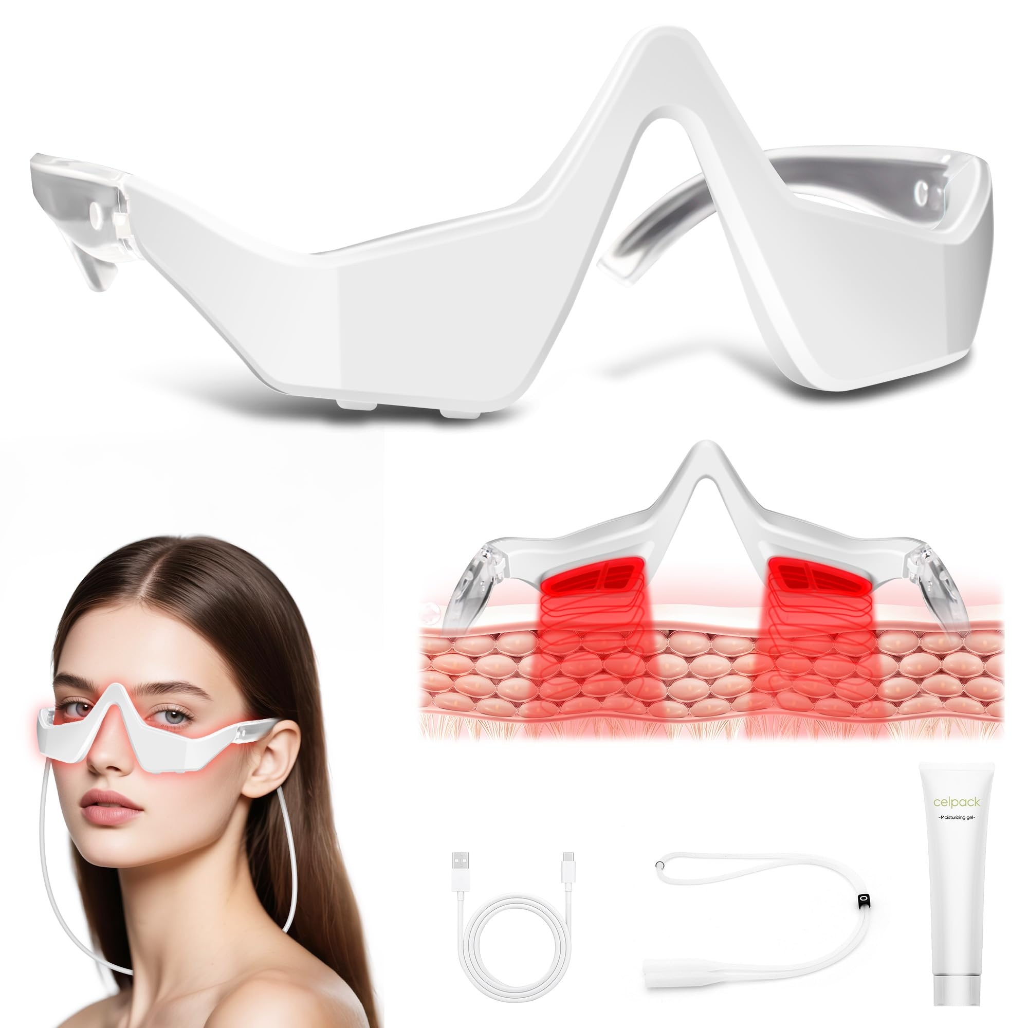 EMS 레드 라이트 아이 마사지기 안경 전기 미세전류  - Light Therapy Glasses 리뷰 및 가격